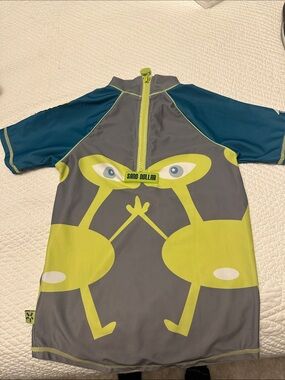 Gray, Teal & Lime Short-Sleeve Kids Rashguard